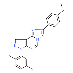 ChemSpider 2D Image | 7-(2,5-Dimethylphenyl)-2-(4-methoxyphenyl)-7H-pyrazolo[4,3-e][1,2,4]triazolo[1,5-c]pyrimidine | C21H18N6O