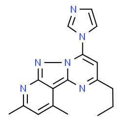 ChemSpider 2D Image | 4-(1H-Imidazol-1-yl)-8,10-dimethyl-2-propylpyrido[2',3':3,4]pyrazolo[1,5-a]pyrimidine | C17H18N6