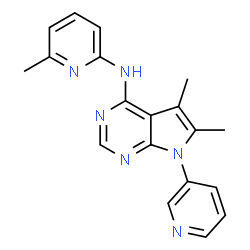 ChemSpider 2D Image | 5,6-Dimethyl-N-(6-methyl-2-pyridinyl)-7-(3-pyridinyl)-7H-pyrrolo[2,3-d]pyrimidin-4-amine | C19H18N6