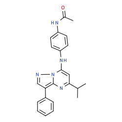 ChemSpider 2D Image | N-{4-[(5-Isopropyl-3-phenylpyrazolo[1,5-a]pyrimidin-7-yl)amino]phenyl}acetamide | C23H23N5O