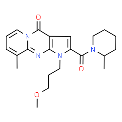 ChemSpider 2D Image | 1-(3-Methoxypropyl)-9-methyl-2-[(2-methyl-1-piperidinyl)carbonyl]pyrido[1,2-a]pyrrolo[2,3-d]pyrimidin-4(1H)-one | C22H28N4O3