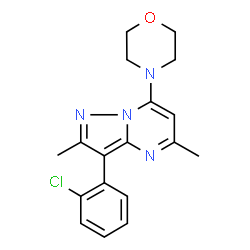 ChemSpider 2D Image | 3-(2-Chlorophenyl)-2,5-dimethyl-7-(4-morpholinyl)pyrazolo[1,5-a]pyrimidine | C18H19ClN4O
