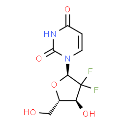 ChemSpider 2D Image | 1-(2-Deoxy-2,2-difluoro-alpha-L-erythro-pentofuranosyl)-2,4(1H,3H)-pyrimidinedione | C9H10F2N2O5