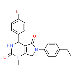 ChemSpider 2D Image | 4-(4-Bromophenyl)-6-(4-ethylphenyl)-1-methyl-3,4,6,7-tetrahydro-1H-pyrrolo[3,4-d]pyrimidine-2,5-dione | C21H20BrN3O2
