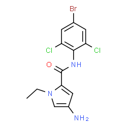 ChemSpider 2D Image | 4-Amino-N-(4-bromo-2,6-dichlorophenyl)-1-ethyl-1H-pyrrole-2-carboxamide | C13H12BrCl2N3O