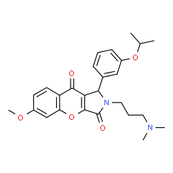 ChemSpider 2D Image | 2-[3-(Dimethylamino)propyl]-1-(3-isopropoxyphenyl)-6-methoxy-1,2-dihydrochromeno[2,3-c]pyrrole-3,9-dione | C26H30N2O5