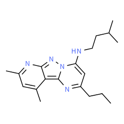 ChemSpider 2D Image | 8,10-Dimethyl-N-(3-methylbutyl)-2-propylpyrido[2',3':3,4]pyrazolo[1,5-a]pyrimidin-4-amine | C19H27N5