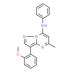 ChemSpider 2D Image | 3-(2-Methoxyphenyl)-5-methyl-N-phenylpyrazolo[1,5-a]pyrimidin-7-amine | C20H18N4O