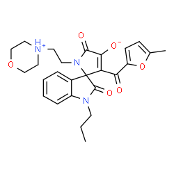 ChemSpider 2D Image | 4'-Hydroxy-3'-(5-methyl-2-furoyl)-1'-[2-(morpholin-4-yl)ethyl]-1-propylspiro[indole-3,2'-pyrrole]-2,5'(1H,1'H)-dione | C26H29N3O6