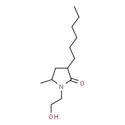 ChemSpider 2D Image | 3-Hexyl-1-(2-hydroxyethyl)-5-methyl-2-pyrrolidinone | C13H25NO2