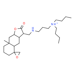 ChemSpider 2D Image | N-Butyl-N-(3-{[(8a-methyl-2-oxodecahydro-2H-spiro[naphtho[2,3-b]furan-5,2'-oxiran]-3-yl)methyl]amino}propyl)-1-butanaminium | C26H47N2O3