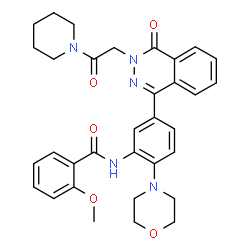 ChemSpider 2D Image | 2-Methoxy-N-[2-(4-morpholinyl)-5-{4-oxo-3-[2-oxo-2-(1-piperidinyl)ethyl]-3,4-dihydro-1-phthalazinyl}phenyl]benzamide | C33H35N5O5
