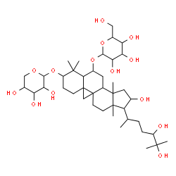 ChemSpider 2D Image | 16,24,25-Trihydroxy-3-(pentopyranosyloxy)-9,19-cyclolanostan-6-yl hexopyranoside | C41H70O14