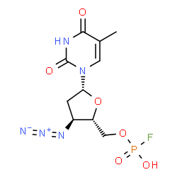 ChemSpider 2D Image | 3'-Azido-3'-deoxy-5'-O-[fluoro(hydroxy)phosphoryl]thymidine | C10H13FN5O6P