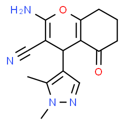 ChemSpider 2D Image | 2-Amino-4-(1,5-dimethyl-1H-pyrazol-4-yl)-5-oxo-5,6,7,8-tetrahydro-4H-chromene-3-carbonitrile | C15H16N4O2