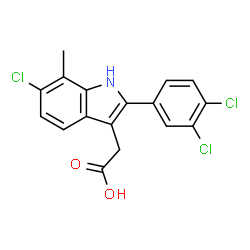 ChemSpider 2D Image | [6-Chloro-2-(3,4-dichlorophenyl)-7-methyl-1H-indol-3-yl]acetic acid | C17H12Cl3NO2