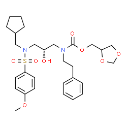 ChemSpider 2D Image | 1,3-Dioxolan-4-ylmethyl [(2S)-3-{(cyclopentylmethyl)[(4-methoxyphenyl)sulfonyl]amino}-2-hydroxypropyl](2-phenylethyl)carbamate | C29H40N2O8S