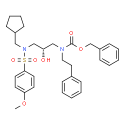 ChemSpider 2D Image | Benzyl [(2S)-3-{(cyclopentylmethyl)[(4-methoxyphenyl)sulfonyl]amino}-2-hydroxypropyl](2-phenylethyl)carbamate | C32H40N2O6S