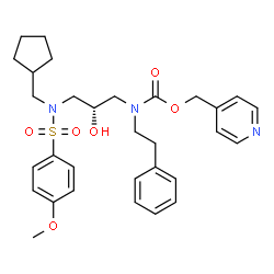 ChemSpider 2D Image | 4-Pyridinylmethyl [(2S)-3-{(cyclopentylmethyl)[(4-methoxyphenyl)sulfonyl]amino}-2-hydroxypropyl](2-phenylethyl)carbamate | C31H39N3O6S