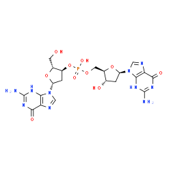 ChemSpider 2D Image | (2R,3S,5R)-5-(2-Amino-6-oxo-3,6-dihydro-9H-purin-9-yl)-2-(hydroxymethyl)tetrahydro-3-furanyl [(2R,3S,5R)-5-(2-amino-6-oxo-3,6-dihydro-9H-purin-9-yl)-3-hydroxytetrahydro-2-furanyl]methyl hydrogen phosp
hate | C20H25N10O10P