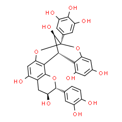 ChemSpider 2D Image | (1R,5R,6S,13S,21R)-5-(3,4-Dihydroxyphenyl)-13-(3,4,5-trihydroxyphenyl)-4,12,14-trioxapentacyclo[11.7.1.0~2,11~.0~3,8~.0~15,20~]henicosa-2,8,10,15,17,19-hexaene-6,9,17,19,21-pentol | C30H24O13