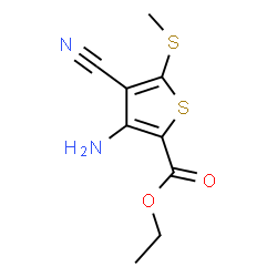 ChemSpider 2D Image | Ethyl 3-amino-4-cyano-5-(methylsulfanyl)-2-thiophenecarboxylate | C9H10N2O2S2