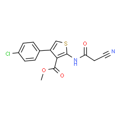 ChemSpider 2D Image | methyl 4-(4-chlorophenyl)-2-(2-cyanoacetamido)thiophene-3-carboxylate | C15H11ClN2O3S