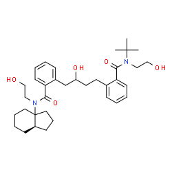 ChemSpider 2D Image | 2-(4-{2-[tert-butyl(2-hydroxyethyl)carbamoyl]phenyl}-2-hydroxybutyl)-N-(2-hydroxyethyl)-N-[(3aR,7aR)-octahydro-3aH-inden-3a-yl]benzamide | C35H50N2O5