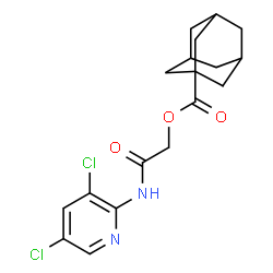 ChemSpider 2D Image | 2-[(3,5-Dichloro-2-pyridinyl)amino]-2-oxoethyl 1-adamantanecarboxylate | C18H20Cl2N2O3