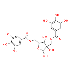 ChemSpider 2D Image | (1R)-5-O-(3,4,5-Trihydroxybenzoyl)-2-C-{[(3,4,5-trihydroxybenzoyl)oxy]methyl}pentofuranose | C20H20O14