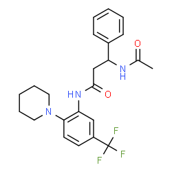 ChemSpider 2D Image | 3-Acetamido-3-phenyl-N-[2-(1-piperidinyl)-5-(trifluoromethyl)phenyl]propanamide | C23H26F3N3O2