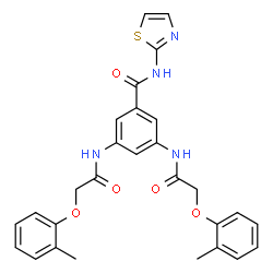 ChemSpider 2D Image | 3,5-bis[2-(2-methylphenoxy)acetamido]-N-(1,3-thiazol-2-yl)benzamide | C28H26N4O5S