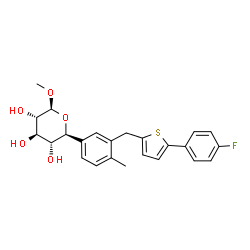 ChemSpider 2D Image | Methyl (5S)-5-(3-{[5-(4-fluorophenyl)-2-thienyl]methyl}-4-methylphenyl)-beta-L-xylopyranoside | C24H25FO5S