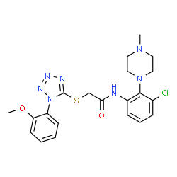 ChemSpider 2D Image | N-[3-Chloro-2-(4-methyl-1-piperazinyl)phenyl]-2-{[1-(2-methoxyphenyl)-1H-tetrazol-5-yl]sulfanyl}acetamide | C21H24ClN7O2S