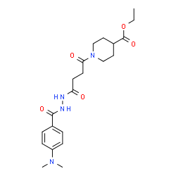 ChemSpider 2D Image | Ethyl 1-(4-{2-[4-(dimethylamino)benzoyl]hydrazino}-4-oxobutanoyl)-4-piperidinecarboxylate | C21H30N4O5