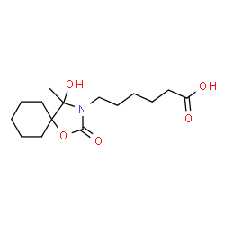 ChemSpider 2D Image | 6-(4-Hydroxy-4-methyl-2-oxo-1-oxa-3-azaspiro[4.5]dec-3-yl)hexanoic acid | C15H25NO5