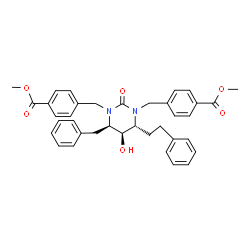 ChemSpider 2D Image | (4R,5R,6R)-Tetrahydro-1,3-bis[(4-carbomethoxyphenyl)methyl]-5-hydroxy-4-(2-phenylethyl)-6-(phenylmethyl)-2(1H)-pyrimidinone | C37H38N2O6