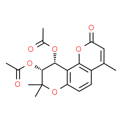 ChemSpider 2D Image | (9R,10R)-4,8,8-Trimethyl-2-oxo-9,10-dihydro-2H,8H-pyrano[2,3-f]chromene-9,10-diyl diacetate | C19H20O7
