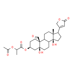 ChemSpider 2D Image | (3beta,5beta,8xi,9xi,17xi)-3-[(2-Acetoxypropanoyl)oxy]-5,14-dihydroxy-19-oxocard-20(22)-enolide | C28H38O9