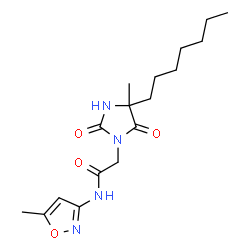 ChemSpider 2D Image | 2-(4-Heptyl-4-methyl-2,5-dioxo-1-imidazolidinyl)-N-(5-methyl-1,2-oxazol-3-yl)acetamide | C17H26N4O4