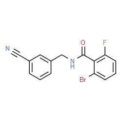 ChemSpider 2D Image | 2-Bromo-N-(3-cyanobenzyl)-6-fluorobenzamide | C15H10BrFN2O