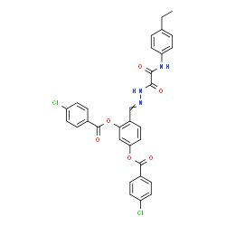 ChemSpider 2D Image | 4-[({[(4-Ethylphenyl)amino](oxo)acetyl}hydrazono)methyl]-1,3-phenylene bis(4-chlorobenzoate) | C31H23Cl2N3O6