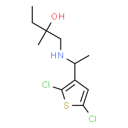 ChemSpider 2D Image | 1-{[1-(2,5-Dichloro-3-thienyl)ethyl]amino}-2-methyl-2-butanol | C11H17Cl2NOS
