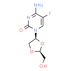 ChemSpider 2D Image | 4-AMINO-5-FLUORO-1-((2S,4S)-2-(HYDROXYMETHYL)-1,3-DIOXOLAN-4-YL)PYRIMIDIN-2(1H)-ONE | C8H10FN3O4