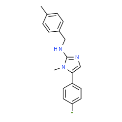 ChemSpider 2D Image | 5-(4-Fluorophenyl)-1-methyl-N-(4-methylbenzyl)-1H-imidazol-2-amine | C18H18FN3