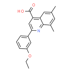 ChemSpider 2D Image | 2-(3-Ethoxyphenyl)-6,8-dimethyl-4-quinolinecarboxylic acid | C20H19NO3