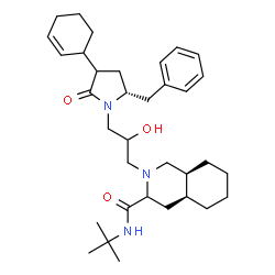 ChemSpider 2D Image | (4aS,8aS)-2-{3-[(5R)-5-Benzyl-3-(2-cyclohexen-1-yl)-2-oxo-1-pyrrolidinyl]-2-hydroxypropyl}-N-(2-methyl-2-propanyl)decahydro-3-isoquinolinecarboxamide | C34H51N3O3