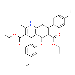 ChemSpider 2D Image | Diethyl 4,7-bis(4-methoxyphenyl)-2-methyl-5-oxo-1,4,5,6,7,8-hexahydro-3,6-quinolinedicarboxylate | C30H33NO7