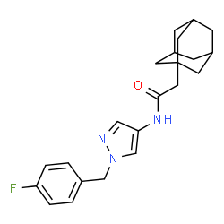 ChemSpider 2D Image | 2-(Adamantan-1-yl)-N-[1-(4-fluorobenzyl)-1H-pyrazol-4-yl]acetamide | C22H26FN3O