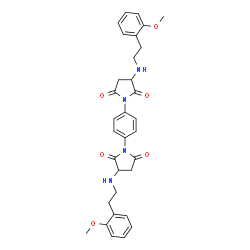 ChemSpider 2D Image | 1,1'-(1,4-Phenylene)bis(3-{[2-(2-methoxyphenyl)ethyl]amino}-2,5-pyrrolidinedione) | C32H34N4O6